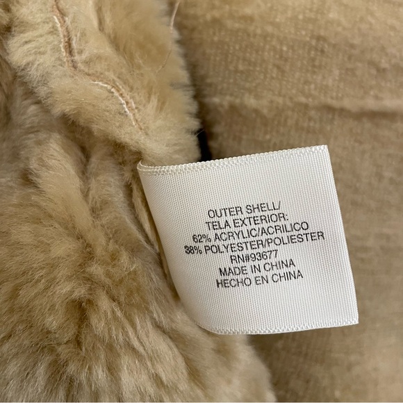 Vintage Faux Suede Faux Fur Lined Collared Penny Lane Jacket Coat in Camel/Tan - Picture 6 of 6